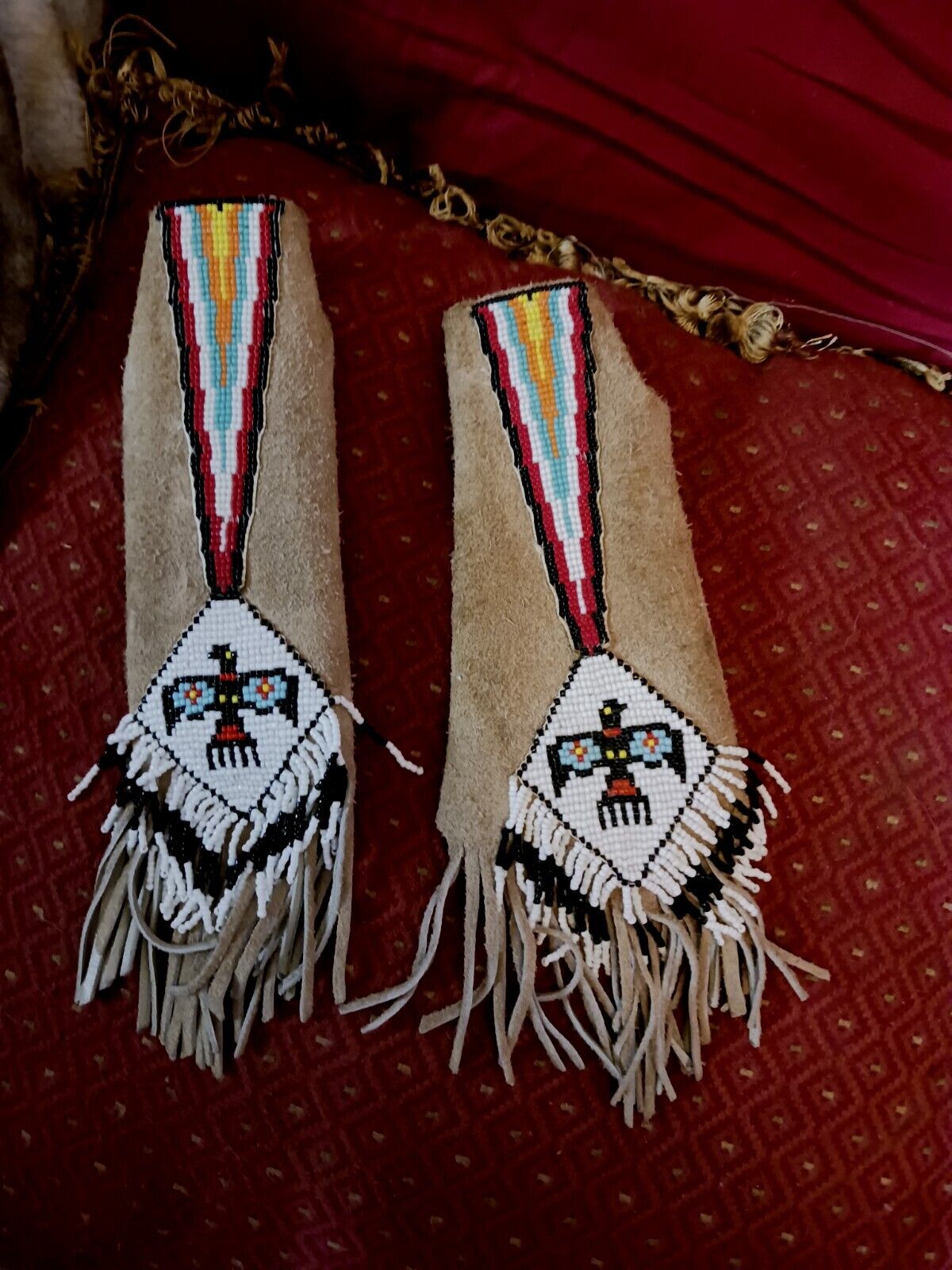 **awesome Vintage Native American  Handmade Hide  Arm Bands  Regalia  Nice !!*