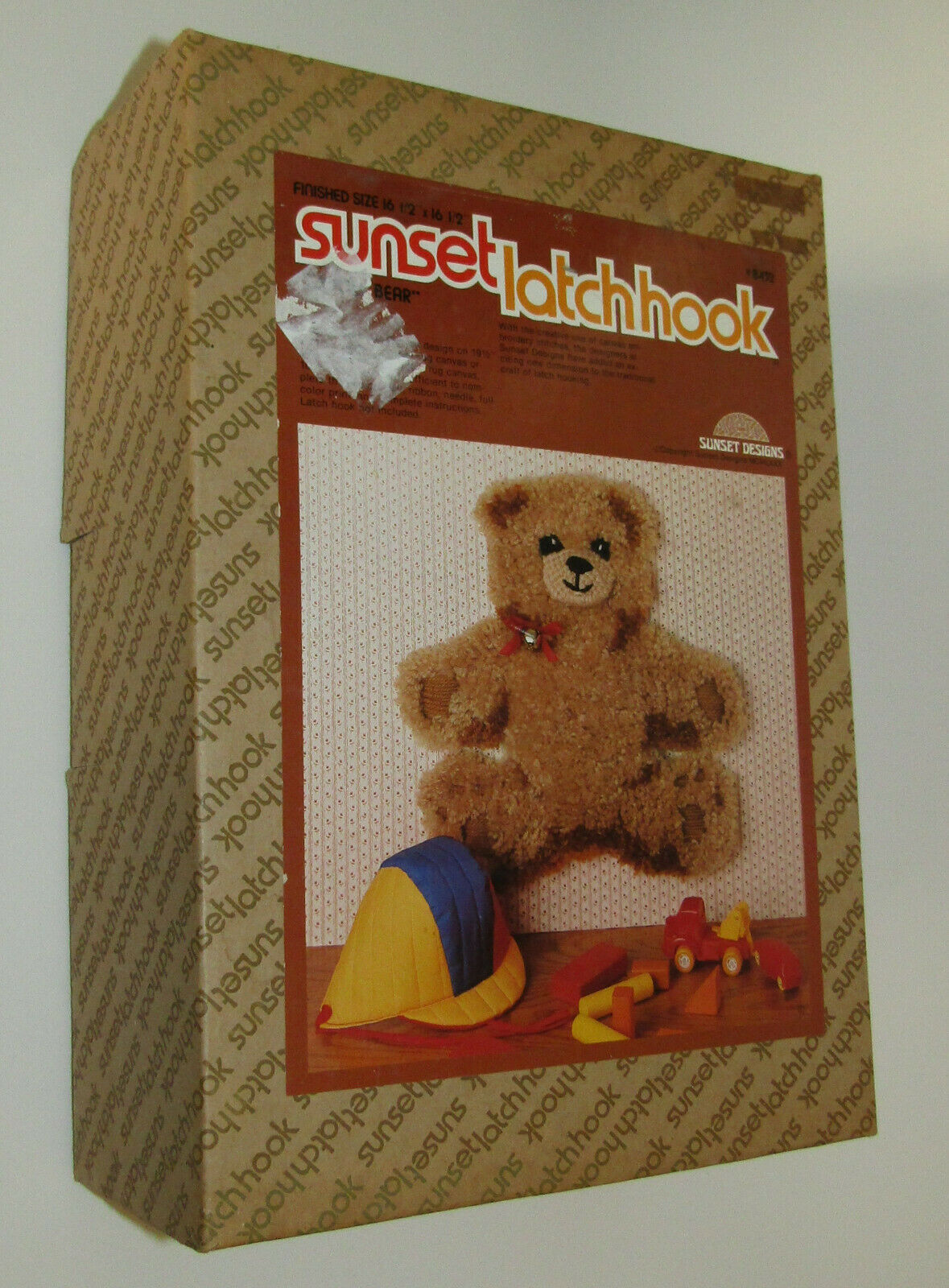 Teddy Bear Latch Hook Kit Sunset Designs Vintage Wall Hanging Crafts