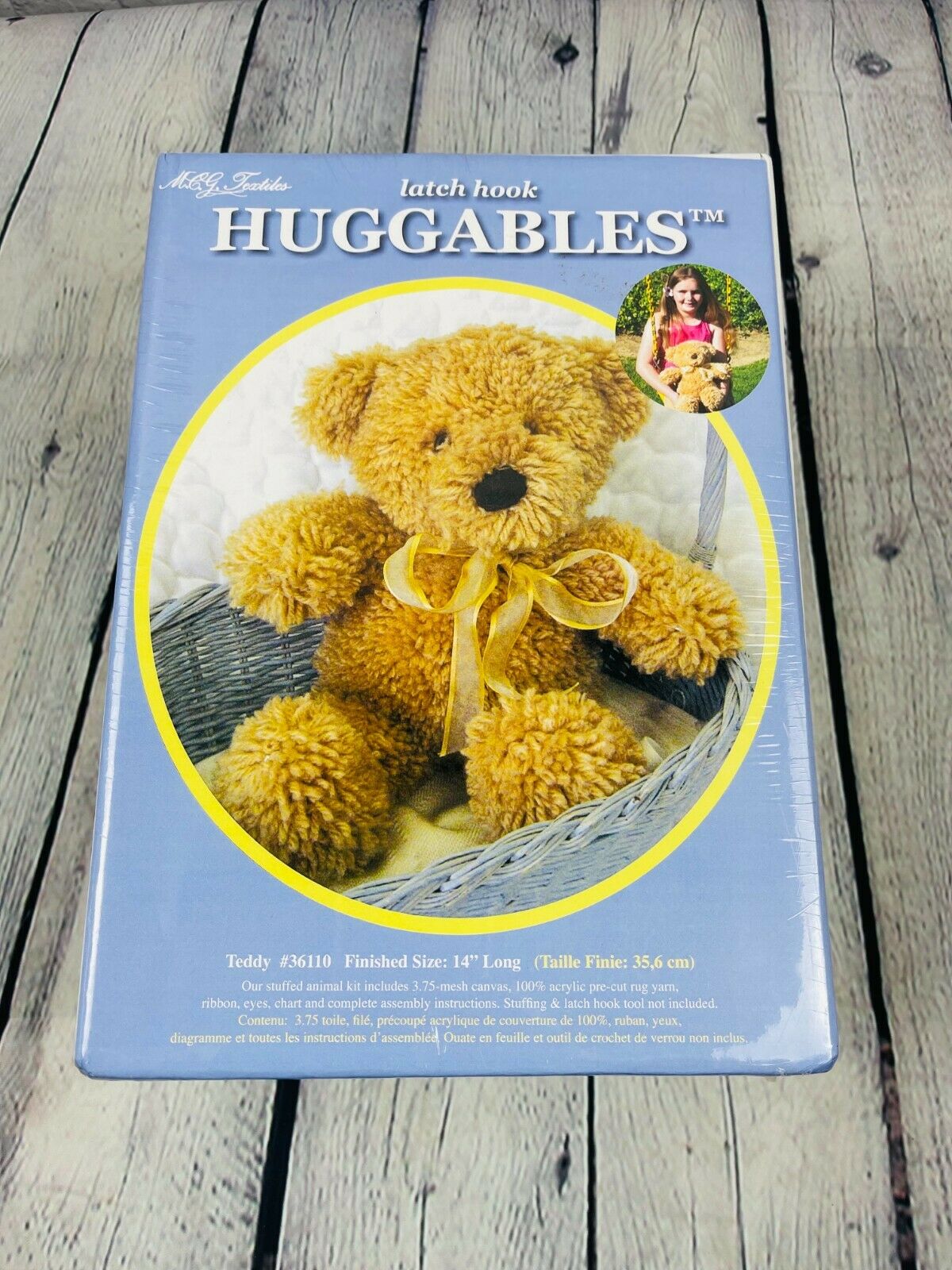 Huggables Teddy Bear Latch Hook Kit Plush Build Your Own Bear 14" 36610 Pillow