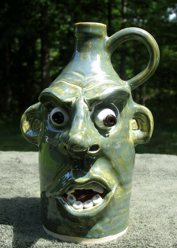 Angry Redneck Ugly Face Jug Southern Pottery Ceramic Funny Figurine Nc