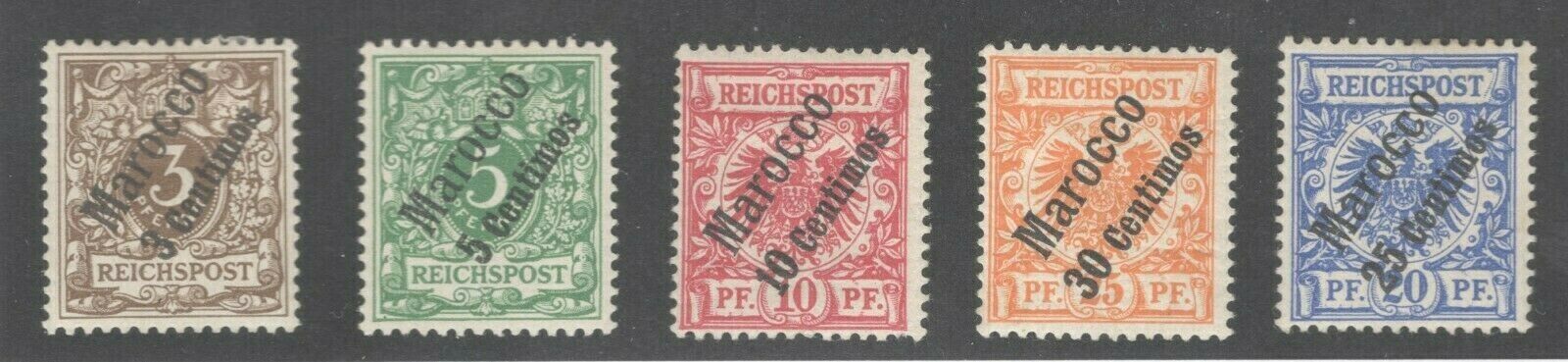 #1-5 Germany Offices In Morocco Mint Lh/hr 4-5 Handstamped   (jh 5/19/21) Gp