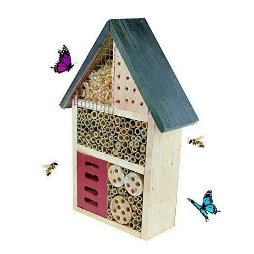 Wooden Insect House And Hotel, Natural Bug Habitat Attracts Bees, Large