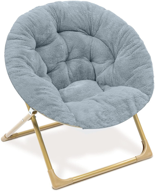 Mini Cozy Chair For Kids, Sensory Faux Fur Folding Saucer Chair For Toddlers, Gr