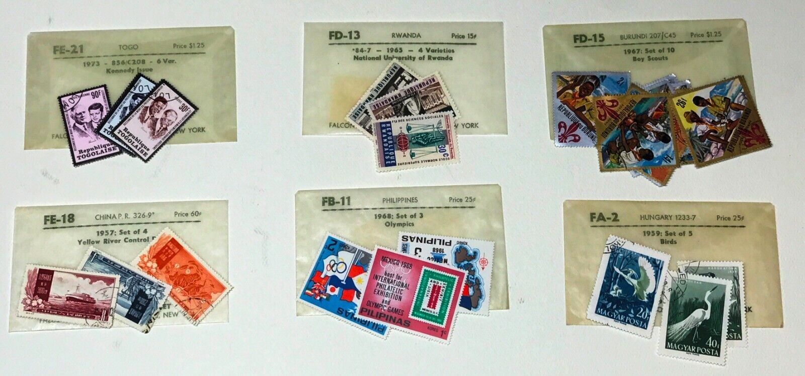 Vintage Foreign Stamp Lot    6 Packets    Multiple Stamps Each Packet   Lot E