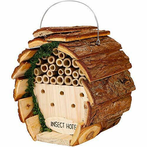 Wooden Insect Hotel, Hanging Bamboo Bee Pollinator House, Insect Hotel For