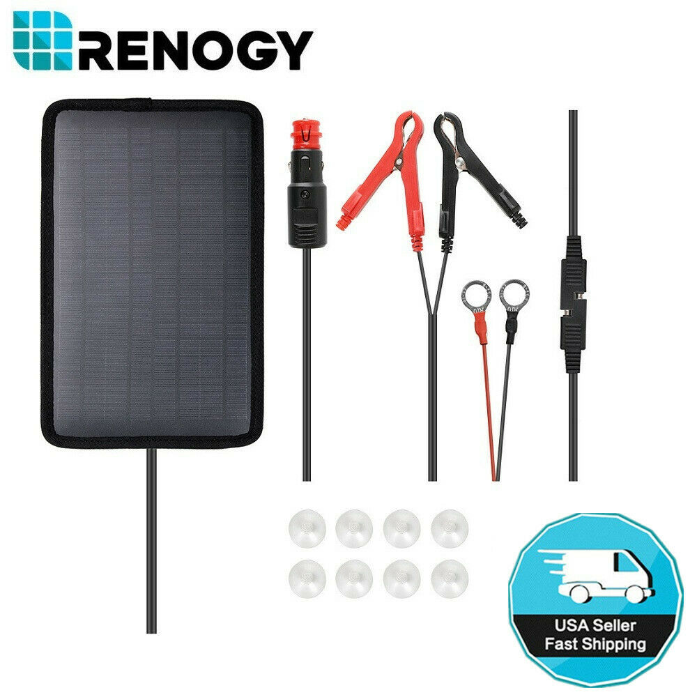 Renogy Solar Panel 5w 12v Trickle Charge Battery Charger Maintainer Marine Boat