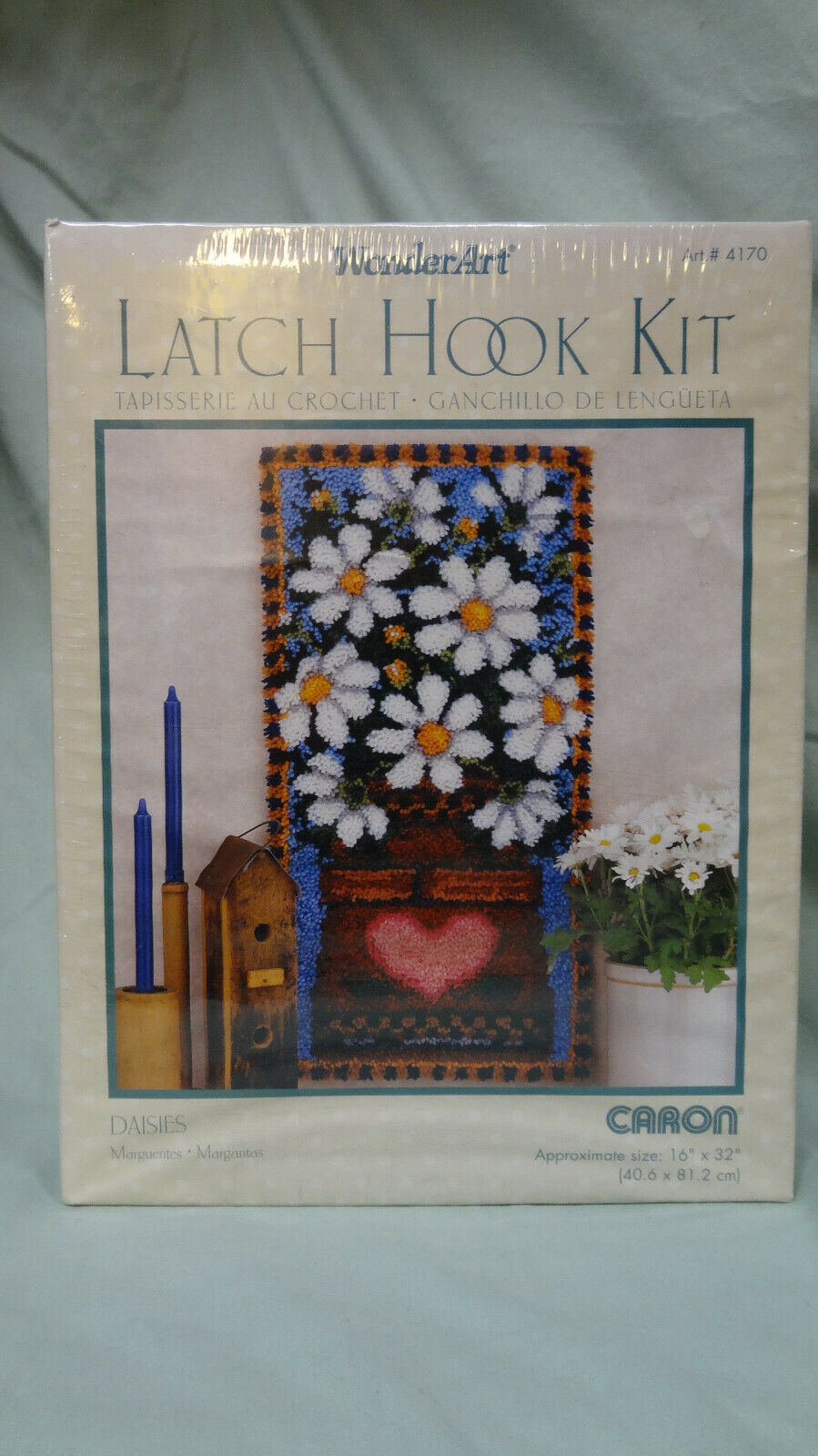 Daisies -latch Hook Kit (finished Size 16” By 32”) Caron Wonderart Art.#4170 New