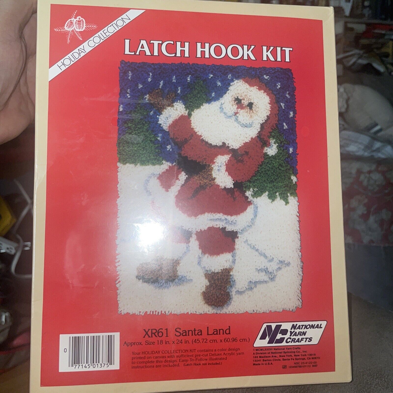 Vintage Santa Latch Hook Kit Sealed National Yarn Crafts 1986