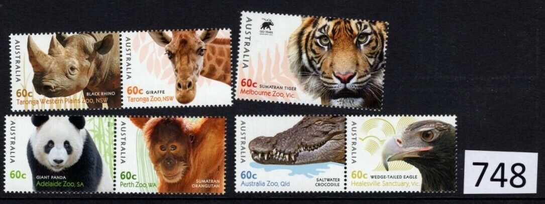$1 World Mnh Stamps (748), Australia, Melbourne Zoo, Set Of 7