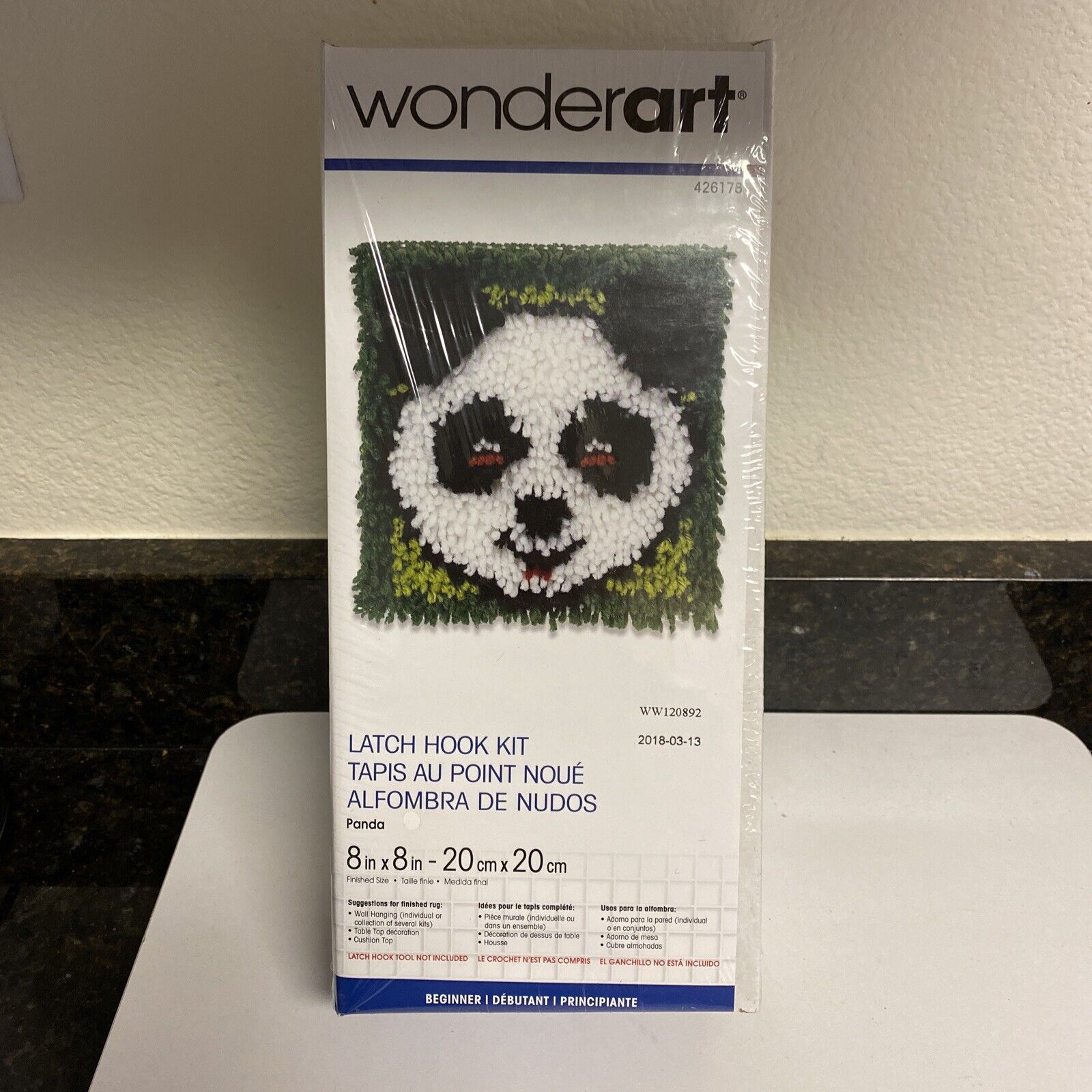 Wonderart Latch Hook Kit "panda" 8"x8" Sealed!