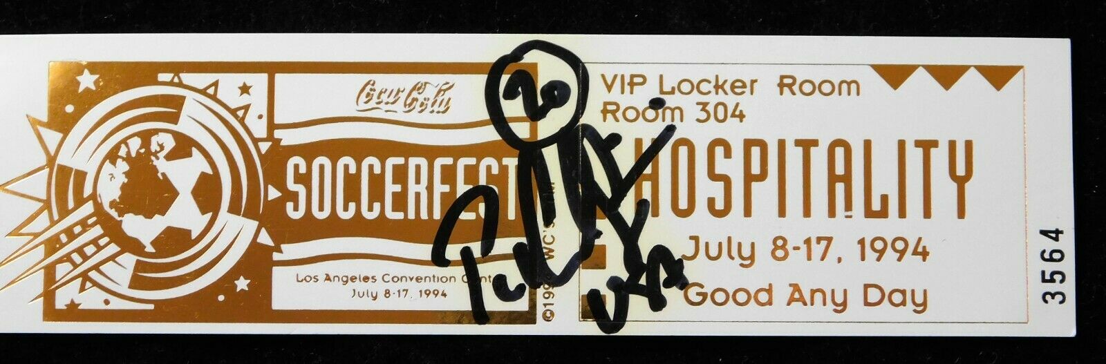 Paul Caligiuri Signed Soccerfest Hospitality Vip Locker Ticket Jsa Authenticated