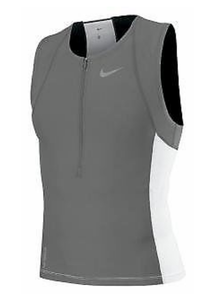 Nike 712743 Mens Triathlon Swim Top Tri Aero Tank Shirt Grey White S M Or L  $76