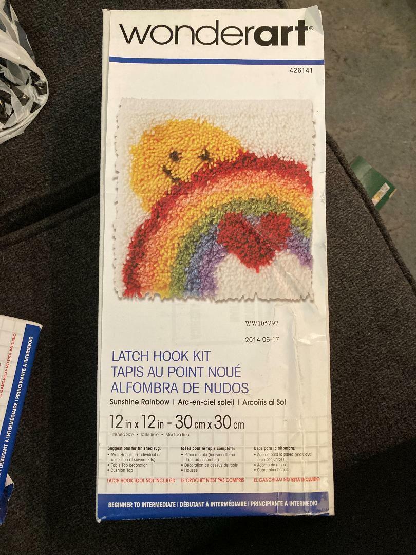 Wonderart Latch Hook Kit Sunshine/rainbow With Latch Hook, Opened But Complete