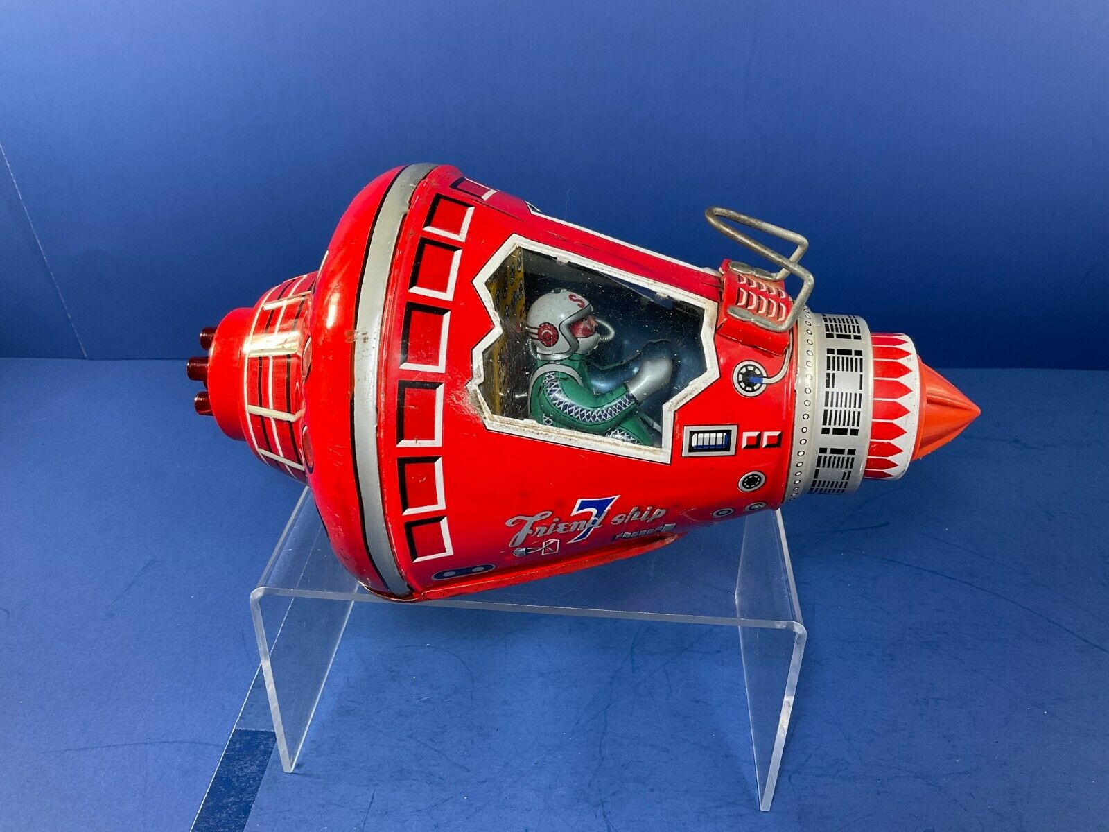 Rare, Red Capsule Friend Ship 7 Tin Toy, Made By S.h. Horikawa, Japan,1960s